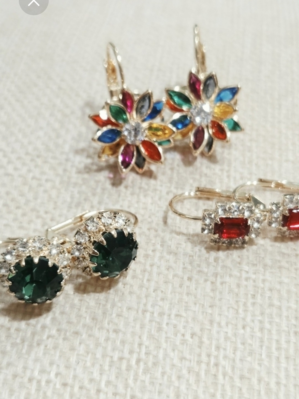 Multi-Color Flower Huggie Drop Earrings - Women Jewelry